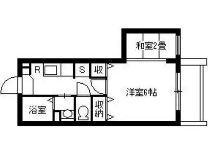サウス RAINBOW(1SK/2階)の間取り写真