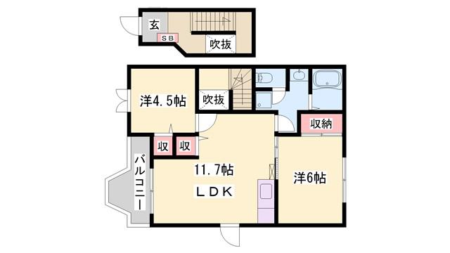 アメニティ10(2LDK/2階)の間取り写真