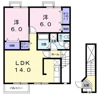 メゾン・クレール(2LDK/2階)の間取り写真