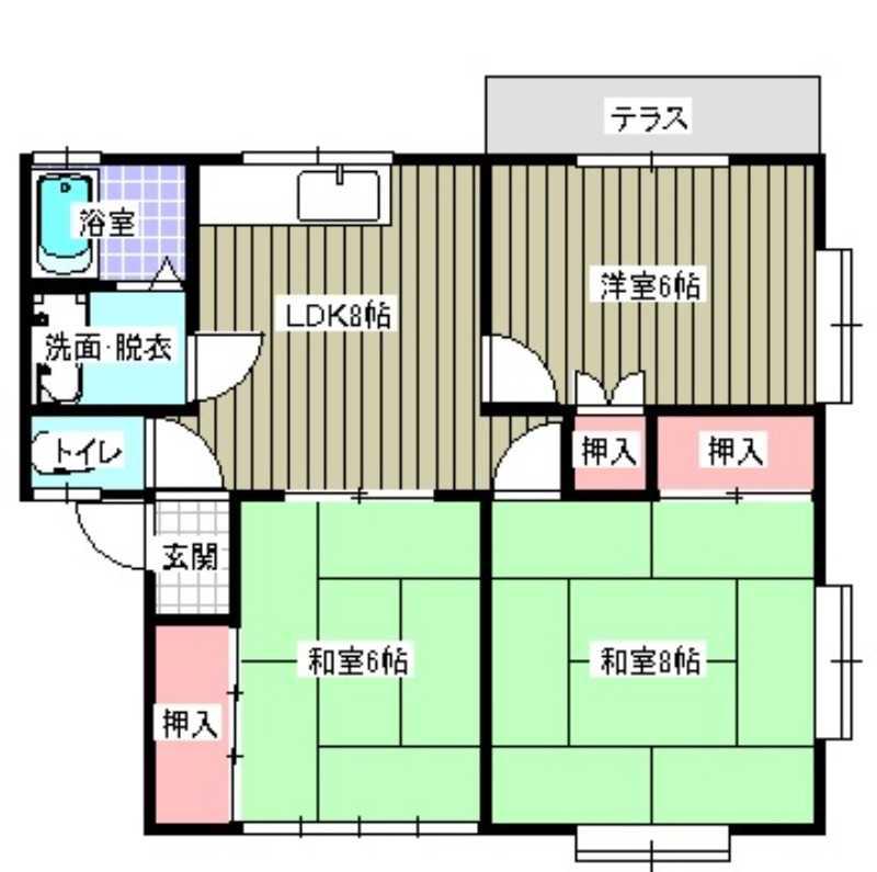 岡崎コーポ(3DK/2階)の間取り写真