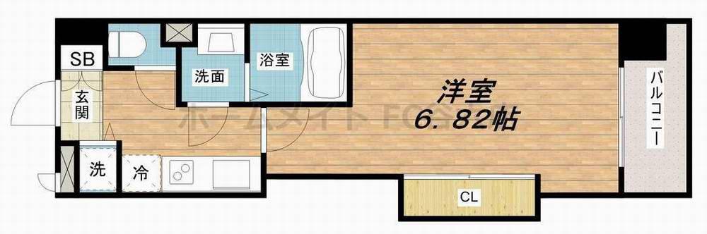 LUXE難波西III(1K/13階)の間取り写真
