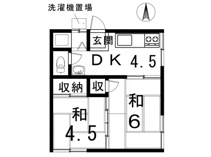 マンション竹葉(2DK/1階)の間取り写真