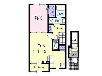 ボヌールI(1LDK/2階)の間取り写真