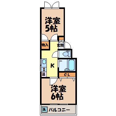 第7渡邊ビル(2K/1階)の間取り写真