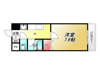 ステュディオ(1K/4階)の間取り写真