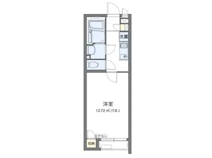 クレイノレインボー上竹III(1K/2階)の間取り写真