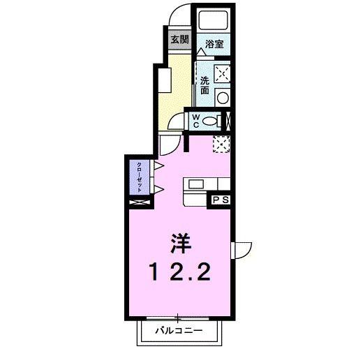 プラシードカーサII(ワンルーム/1階)の間取り写真