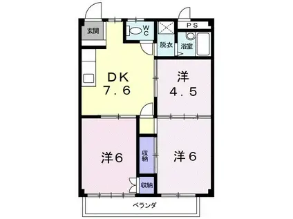 シティハイツ天の森(3DK/2階)の間取り写真