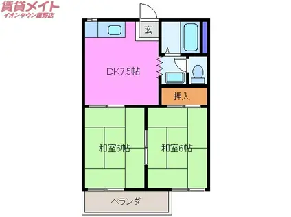 K1ハイツ(2DK/2階)の間取り写真