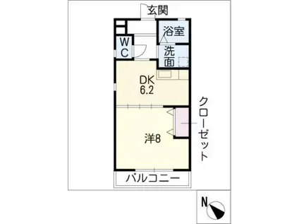 メゾンK(1DK/2階)の間取り写真