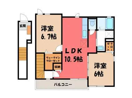 ブッシュ クローバー V(2LDK/2階)の間取り写真