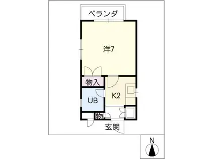 ホワイト指金(1K/2階)の間取り写真