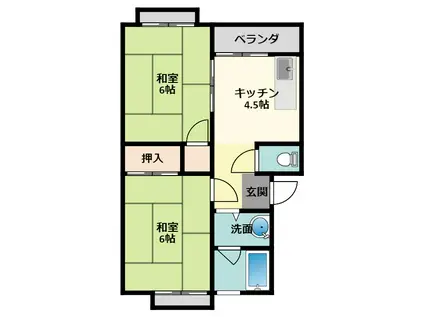 プラザハイツII(2K/2階)の間取り写真