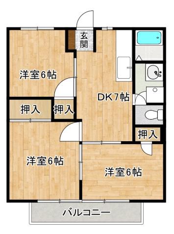 ニューシティ久保田(3DK/2階)の間取り写真