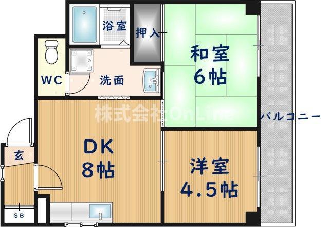 メゾンドール若江北(2DK/2階)の間取り写真