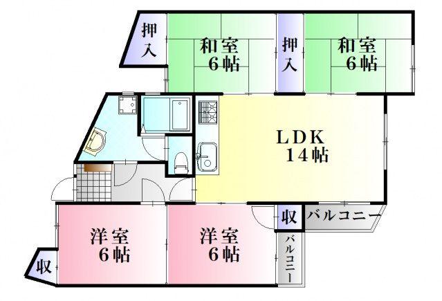 恵和レジデンス2(4LDK/2階)の間取り写真