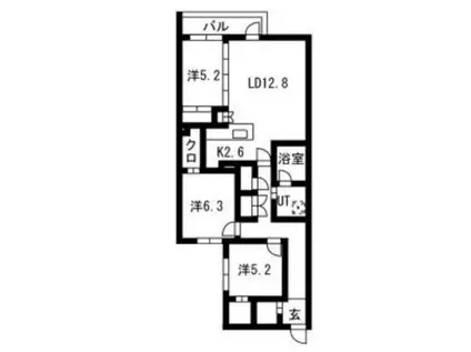 PRIME COURT LA FORET 平岸プライムコートラフォー(3LDK/1階)の間取り写真