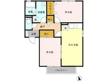 グランシャリオM2(2DK/2階)の間取り写真