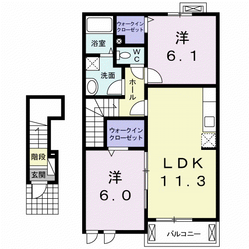 アンジュ フィディール(2LDK/2階)の間取り写真