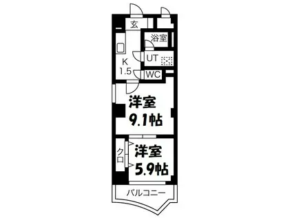 ヴァンキッシュ(2K/4階)の間取り写真