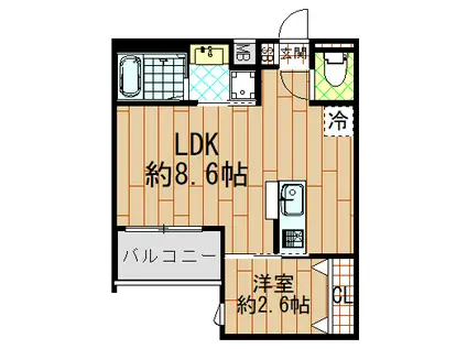 リアコート近大南II(1LDK/1階)の間取り写真