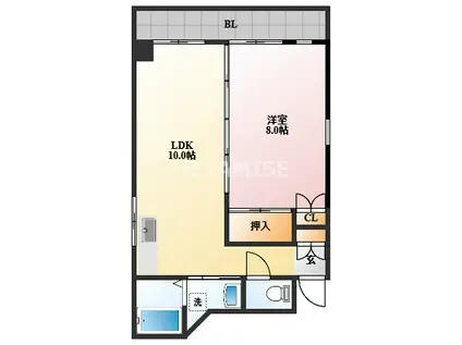相良ビル(1LDK/2階)の間取り写真