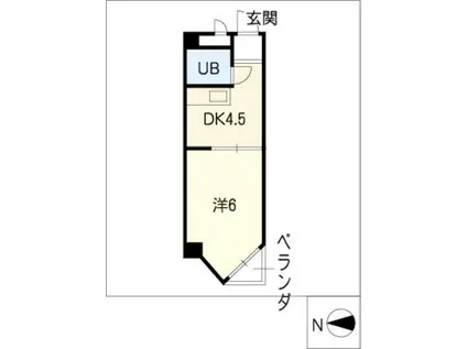 レジデンス小碓(1DK/2階)の間取り写真