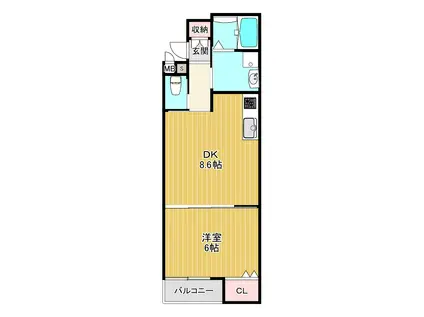 グレートヒルズ8番館(1LDK/1階)の間取り写真