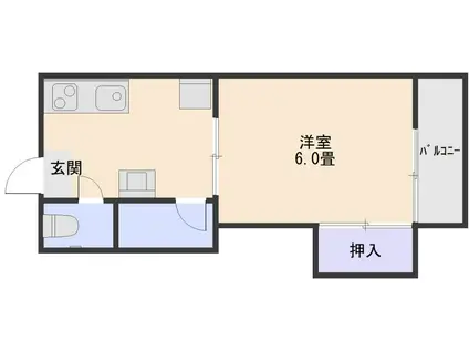 宮一コーポ(1K/2階)の間取り写真