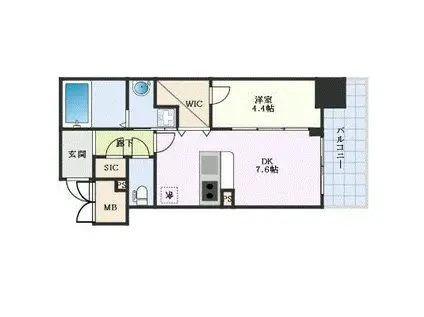 LA WAISON NAMBA ウエスト(1DK/13階)の間取り写真