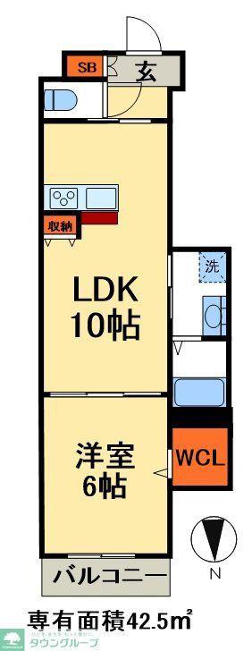 KIHACHI ウエスト(1LDK/3階)の間取り写真