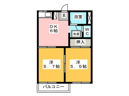 ファミールK(2DK/2階)の間取り写真