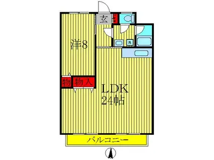 ブルーヒルズA(1LDK/4階)の間取り写真