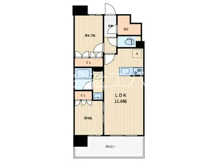RJRプレシア川口(2LDK/7階)の間取り写真