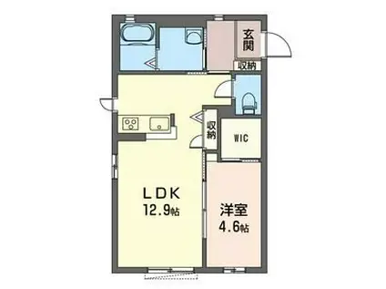 マストライフ高崎上大類A棟(1LDK/1階)の間取り写真