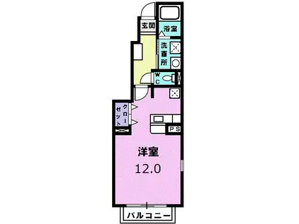 カーサエスパシオ(1K/1階)の間取り写真