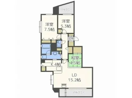 エクセルシオール植物園(3LDK/11階)の間取り写真