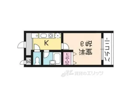 地下鉄烏丸線 今出川駅 徒歩12分 3階建 築27年(1K/3階)の間取り写真