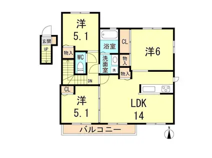 パストラルヴィラ大久保2番館(3LDK/2階)の間取り写真
