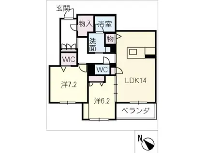 カーサ・レジデンス(2LDK/2階)の間取り写真