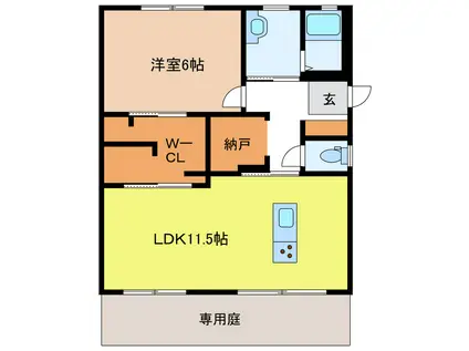 マルベリー(1LDK/1階)の間取り写真