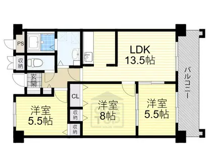 パークハイツアイリス1号館(3LDK/5階)の間取り写真
