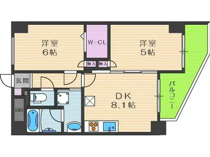 フェビエンローズ(1SLDK/2階)の間取り写真