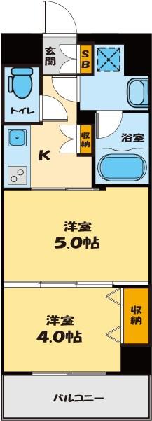 日神デュオステージ川越新富町(2K/2階)の間取り写真
