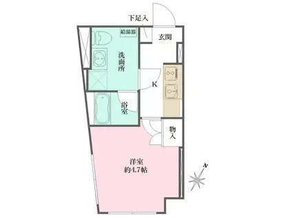 FIKA大井町(1K/1階)の間取り写真