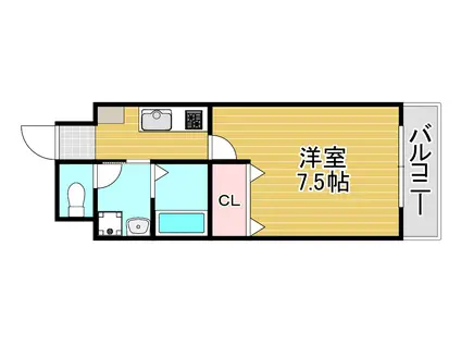 ウエンズ大阪城北(1K/7階)の間取り写真