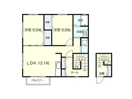 プリムローズ伍番館(2LDK/2階)の間取り写真