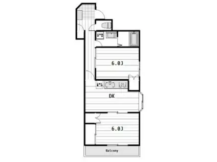 松戸三角ビル(2DK/4階)の間取り写真