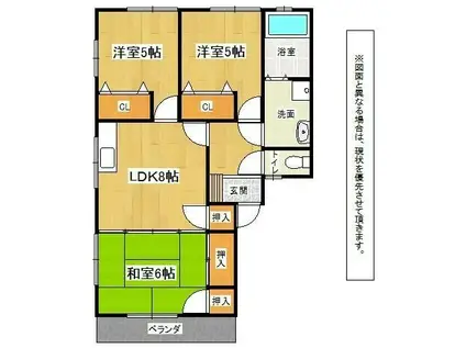 グランドゥール藤II(3LDK/2階)の間取り写真