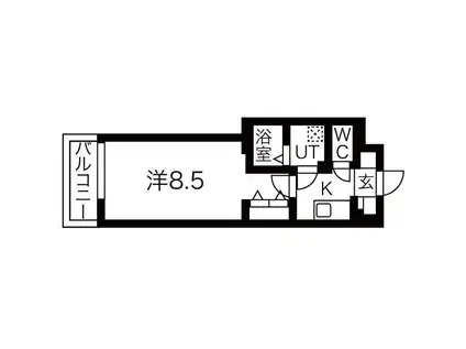 ルネサンスコート祐天寺(1K/2階)の間取り写真